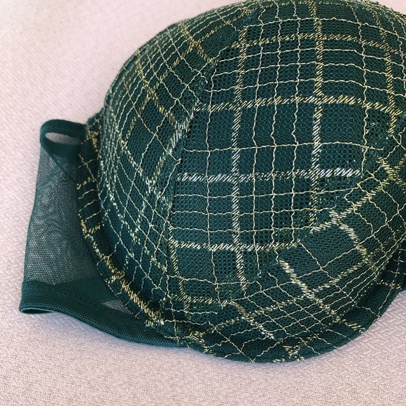 Victoria’s Secret Green With Gold Shimmer Women's Demi Cup Under Wire Bra 36D - Picture 3 of 16